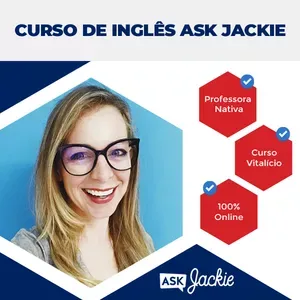 Capa: Curso Ask Jackie 2.0: Baixe Agora e Domine o Inglês com Jackie
