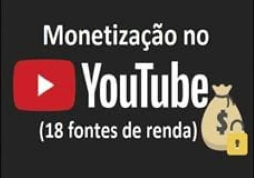 Capa: MONETIZAÇÃO NO YOUTUBE: Baixe 18 Fontes de Renda