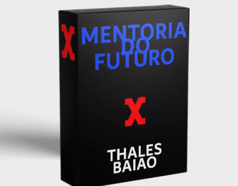 Capa da Mentoria do Futuro de Thales Baião com elementos de sucesso em e-commerce.
