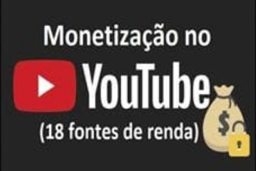Empreendedor de sucesso faturando com monetização no YouTube, mostrando 18 fontes de renda no computador.
