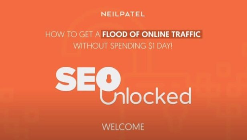 Capa do Curso SEO Unlocked Neil Patel com destaque para download e otimização de sites.