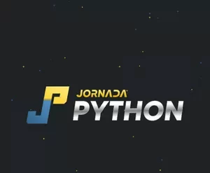 Logo oficial da Jornada Python Academy 2022 com ícones de código e gráfico de carreira em destaque.