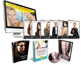 Homem confiante e atraente sorrindo, em um ambiente social moderno, simbolizando o sucesso com a Fórmula da Sedução.