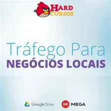 Homem trabalhando em um laptop com gráficos de tráfego e logos de redes sociais aparecendo ao redor, representando um curso de tráfego para negócios locais.