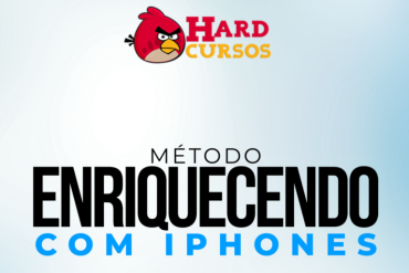 Lucas Paiva apresentando o Método Enriquecendo com iPhones em um laptop.