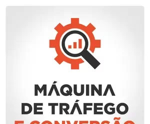 Capa do curso online Máquina de Tráfego e Conversão de Gianini com elementos gráficos de marketing digital.