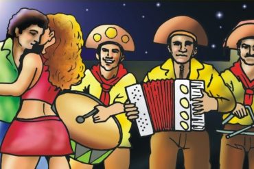 Evandro Luis ensinando passos de forró em um estúdio de dança, com foco na conexão entre os parceiros.