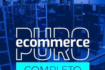 Capa do curso Ecommerce Puro de Gabriel Bollico com ícones de download e sucesso digital.