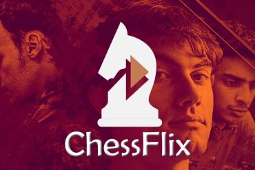 Capas do curso Chessflix Xadrez com ícones de download e elementos de estratégia de xadrez.