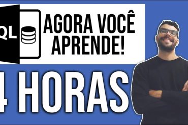 Pessoa concentrada escrevendo código SQL em um laptop moderno, com um banco de dados estilizado ao fundo