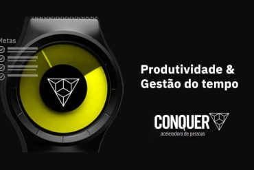 Capa do Curso de Produtividade e Gestão do Tempo CONQUER com ícones de planejamento e relógio.