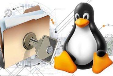 Minicurso de atributos Linux: tela de terminal com comandos de permissão e ícones de download.