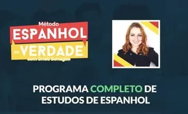 Capa do curso Método Espanhol de Verdade 3.0 por Drieli Sonaglio com elementos de marketing digital e design.