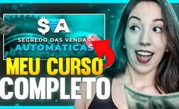 Capa do curso Segredo das Vendas Automáticas Gabi Cervantes com ícones de dinheiro e crescimento