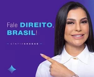 Capa do curso Fale Direito Brasil de Cíntia Chagas com foco em aprimoramento da comunicação escrita e falada.