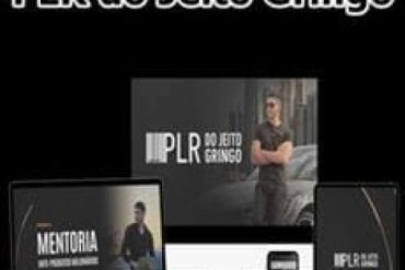 Capa do curso PLR Jeito Gringo Lucas Gualberto com título em destaque e ícones de sucesso.