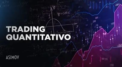 Capa do curso Trading Quantitativo Asimov Academy 2022 com gráficos e dados financeiros
