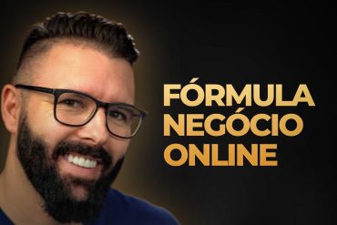 Capa do curso Fórmula Negócio Online 2023 de Alex Vargas com materiais de estudo digital em destaque